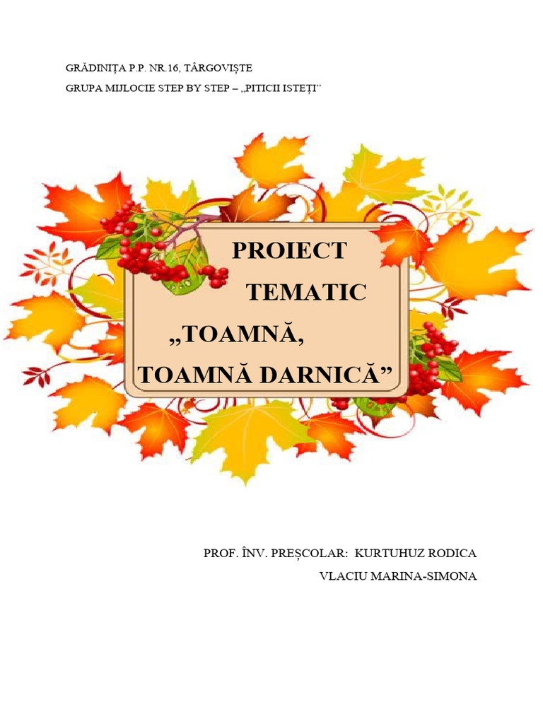 Proiect Tematic Toamna Toamna Darnica | PDF