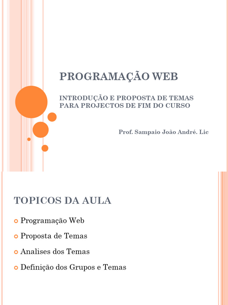 Aula 1 - Programação Web e Temas para Projectos-1 | PDF | Rede mundial ...