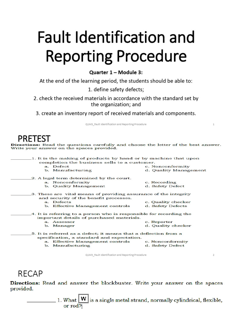 Fault Identification & Reporting Guide | PDF