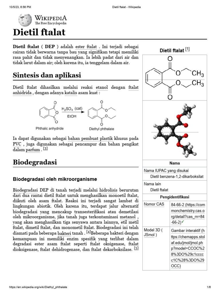 Toksisitas dan Biodegradasi Dietil Ftalat | PDF