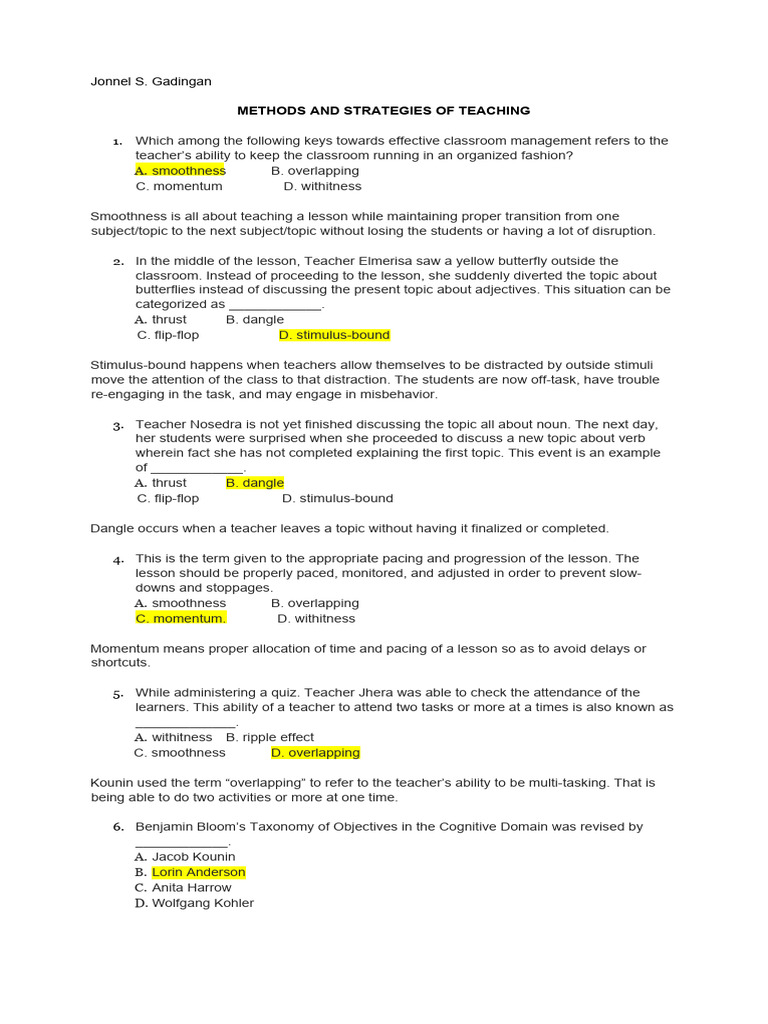 Methods and Strategies of Teaching | PDF