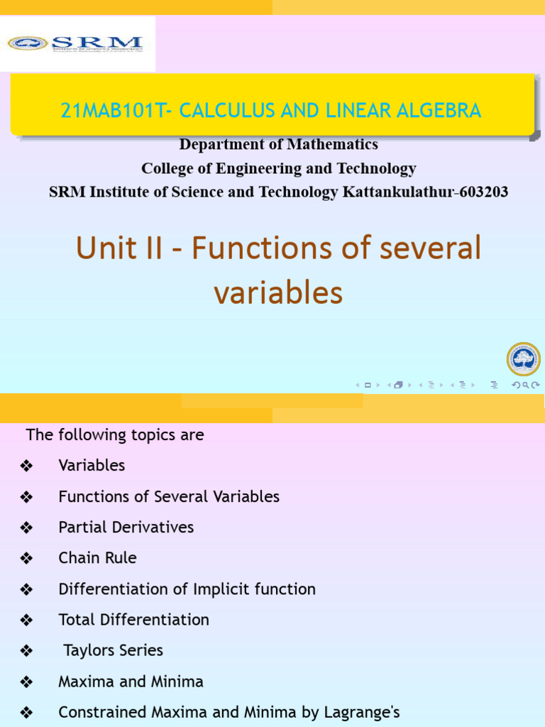 Unit-II. 21mab101t - Calculus and Linear Algebra 2023-2024pptx | PDF ...