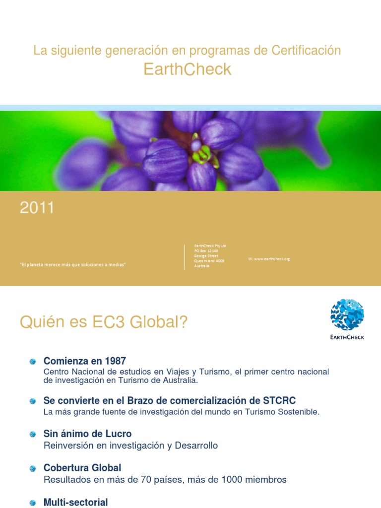 Certificación EarthCheck: Sostenibilidad Global | PDF | Benchmarking | Agua