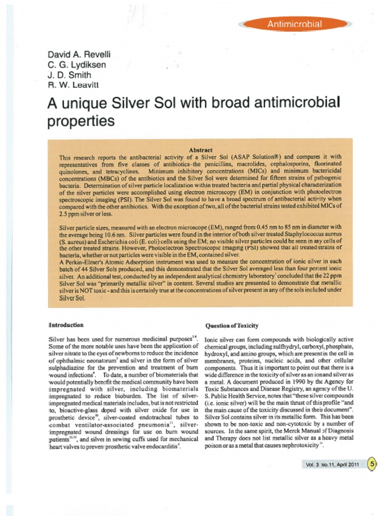 A Unique Silver Sol With Broad Antimicrobial Properties | PDF | Foreign ...