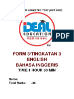 Form 3/tingkatan 3 English Bahasa Inggeris: Time:1 Hour 30 Min