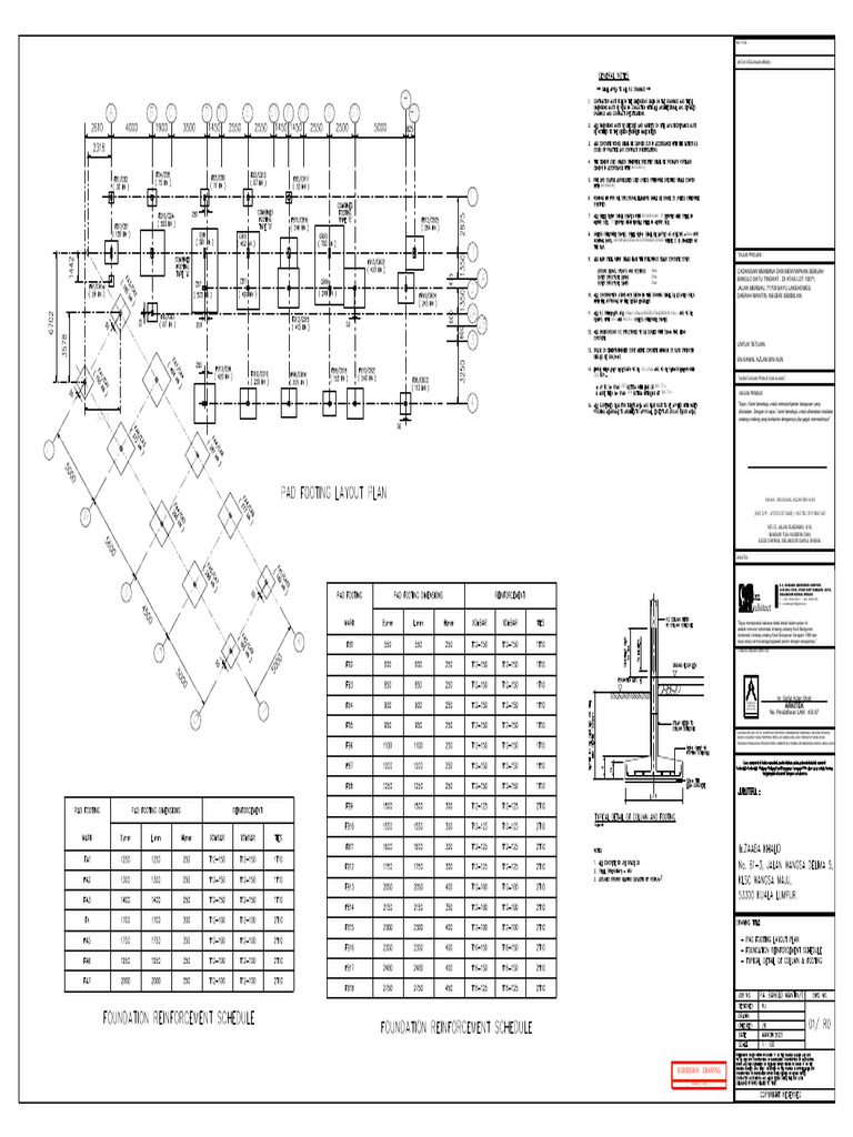 Rencana Footing untuk Banglo Satu Tingkat | PDF