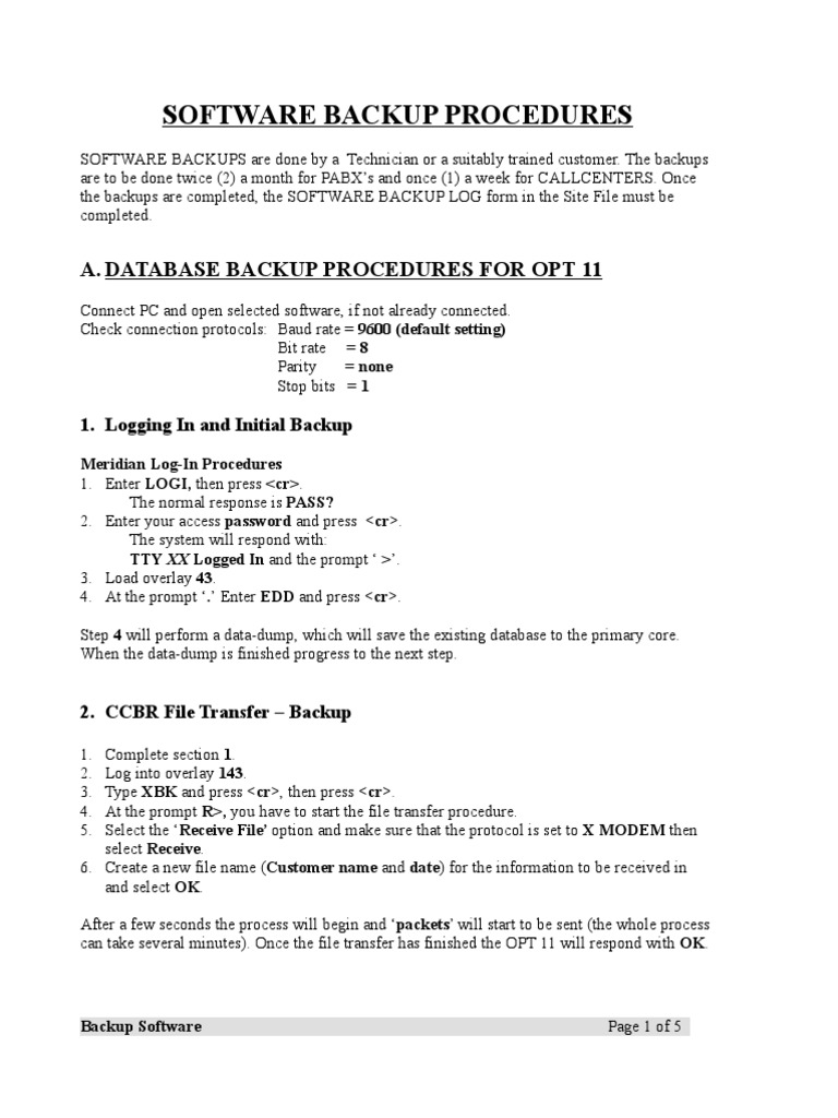 Software Backup Procedures Guide | PDF | Floppy Disk | Backup