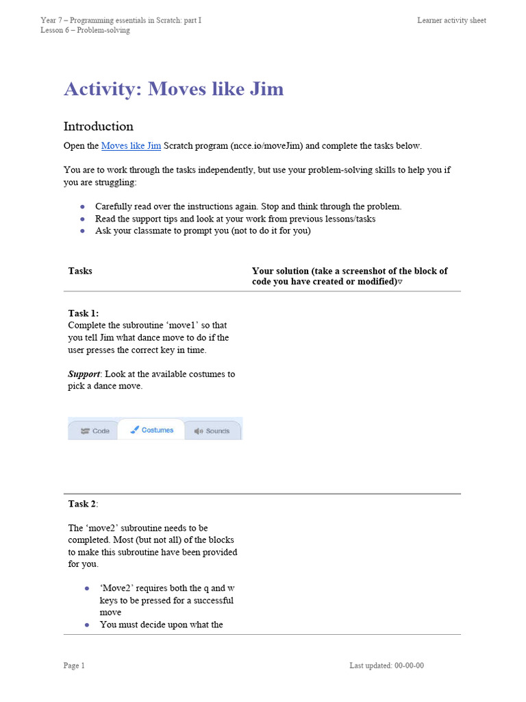 A1 Worksheet - Moves Like Jim | PDF | Software Development | Applied ...
