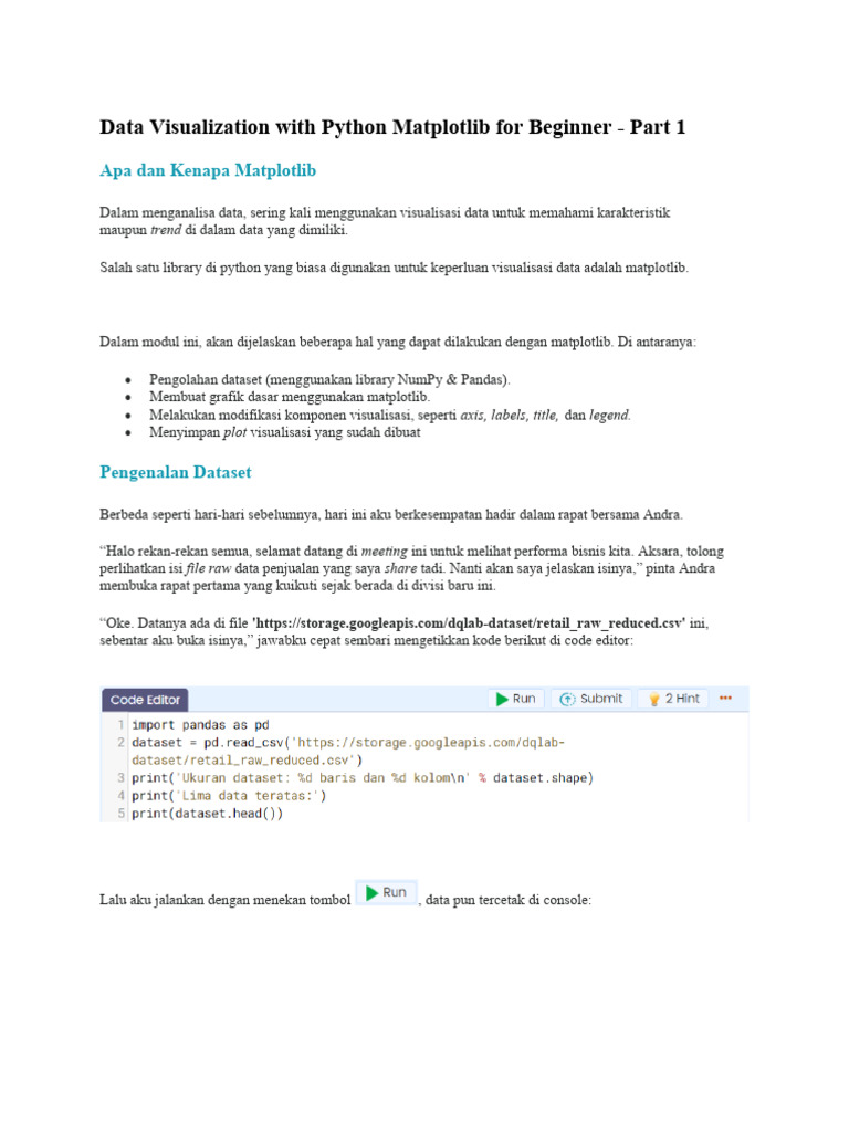 Data Visualization With Python Matplotlib For Beginner | PDF