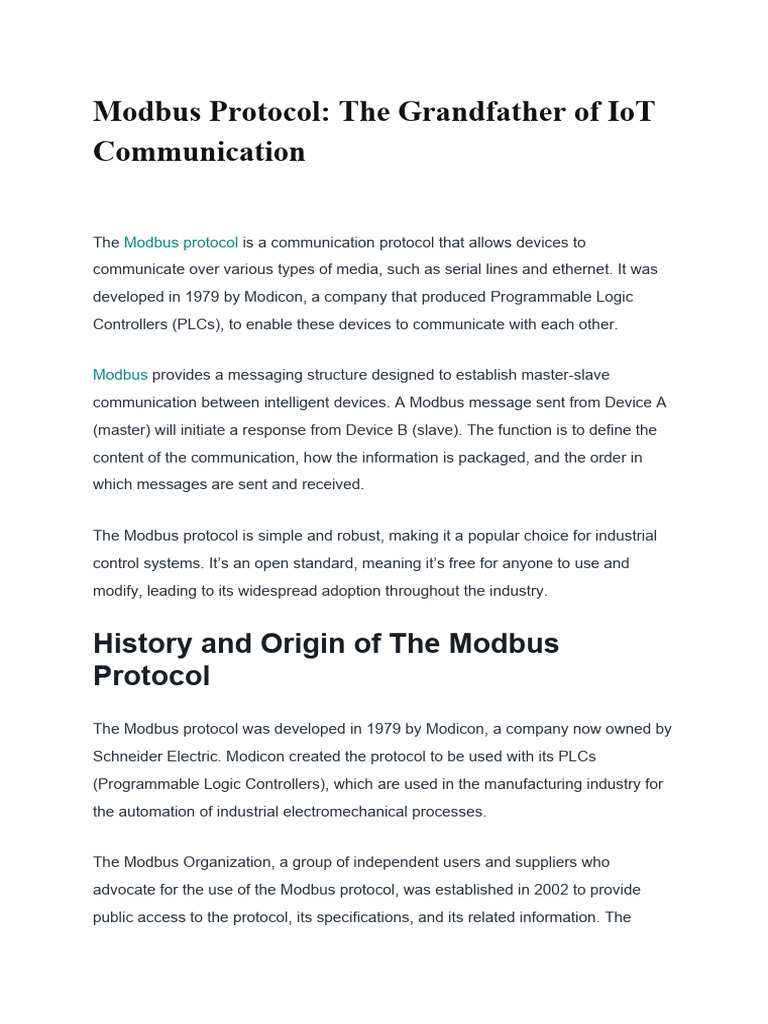 Modbus Protocol | PDF | Programmable Logic Controller | Internet Protocols