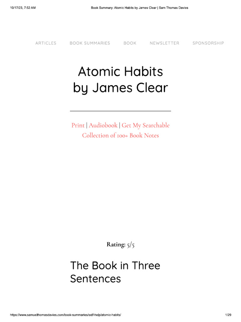 Atomic Habits Summary | PDF