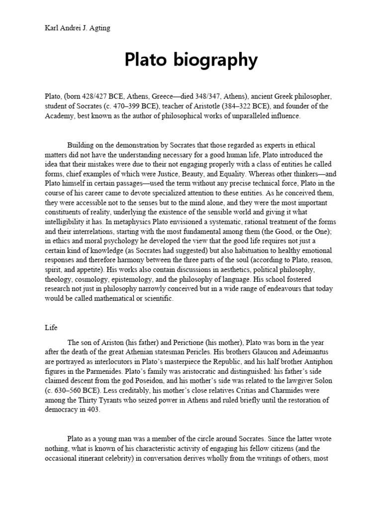 Plato Biography | PDF | Plato | Socrates