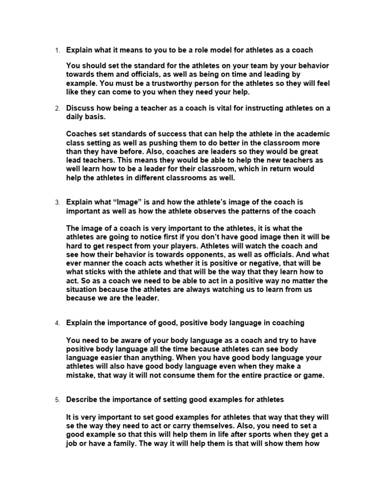 Coaching as a Role Model for Athletes | PDF | Disciplines | Psychology