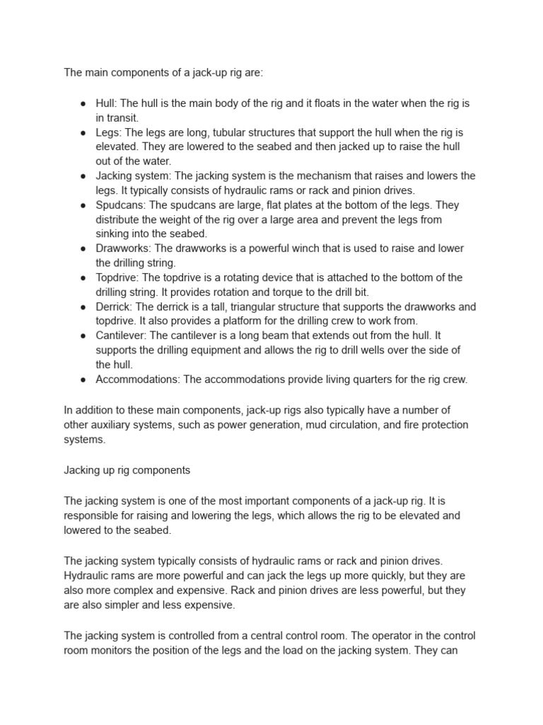 Jack Up Rig Components PDF