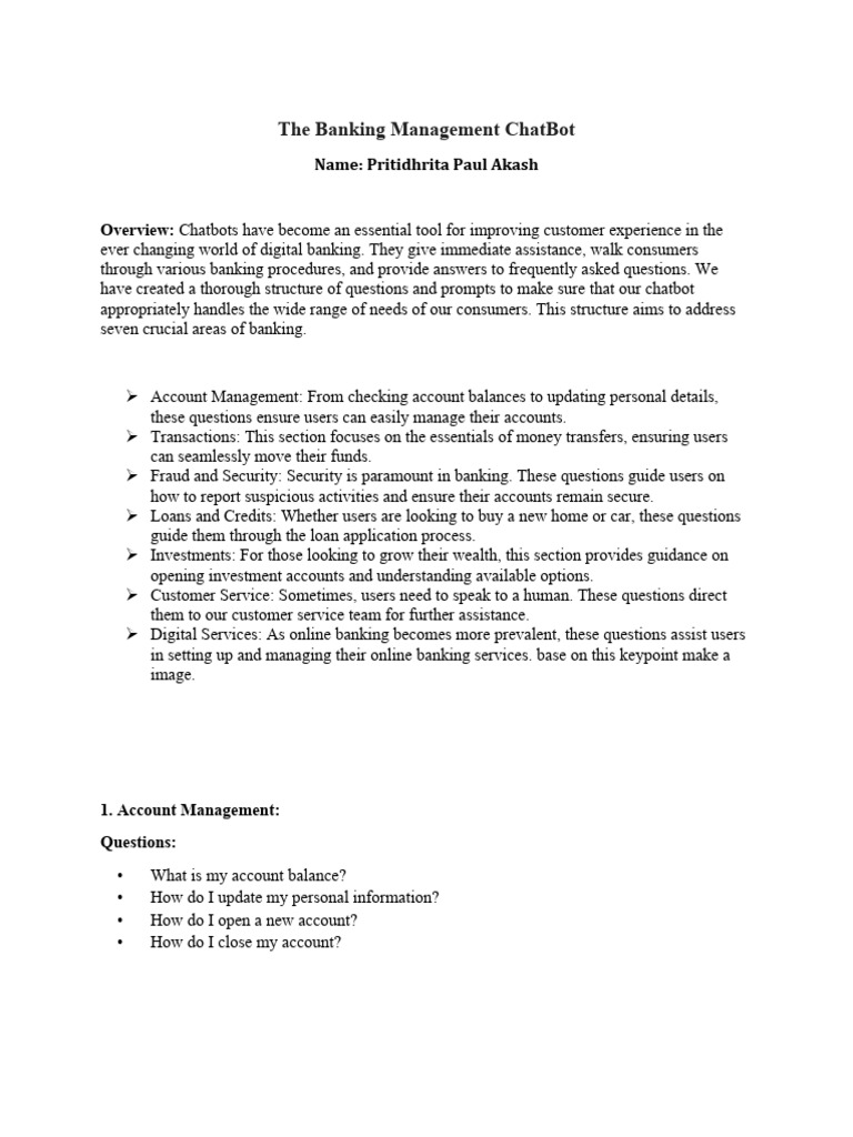 Banking ChatBot User Guide | PDF