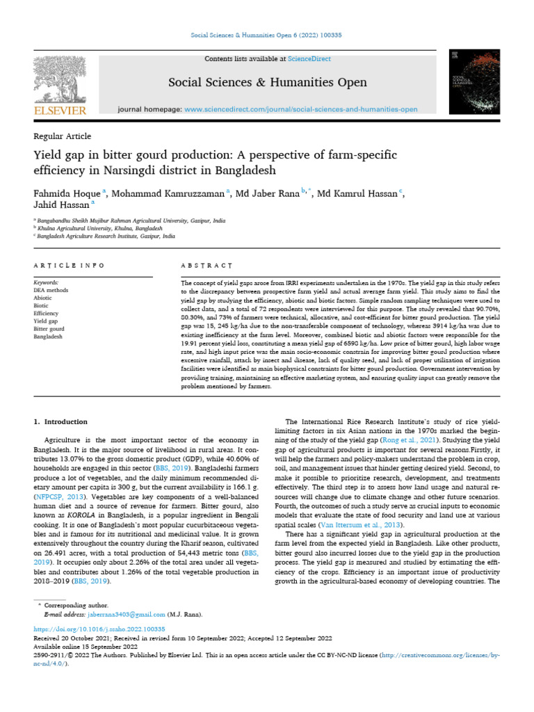 Jhassan fhoque elsevier economics paper 15sept22 pdf crop yield