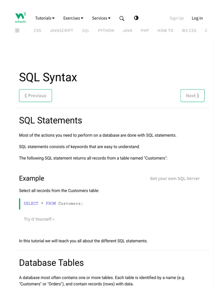 SQL Syntax | PDF
