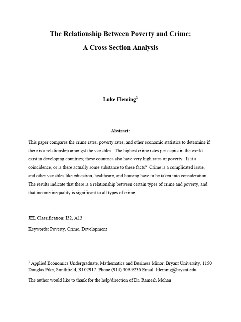 The Relationship Between Poverty and Crime - A Cross Section Analy | PDF