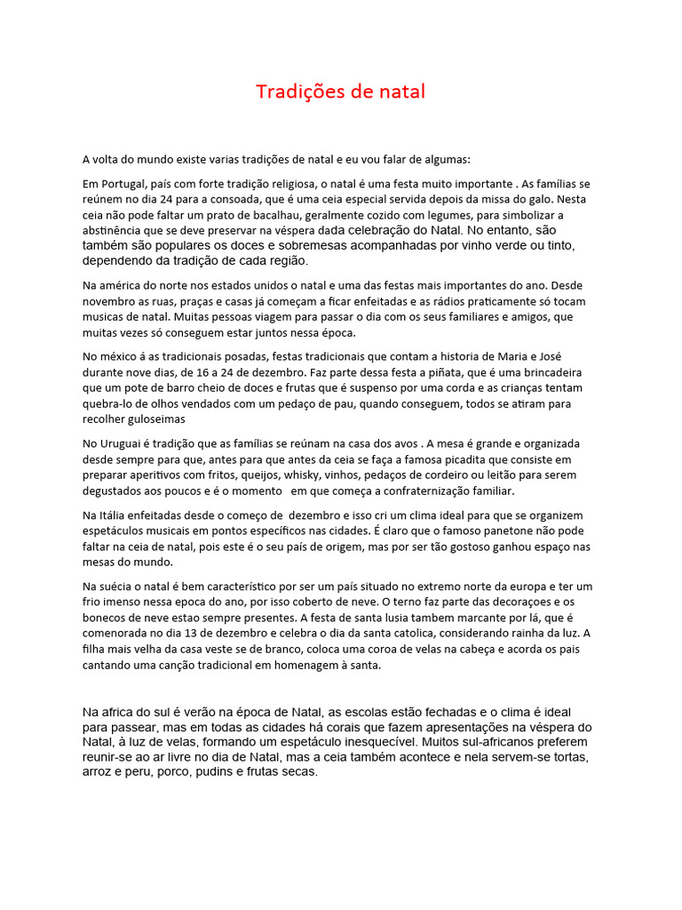 Tradições De Natal Pdf Natal