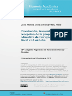 Circulación Transmisión y Recepción de La Propuesta Educativa de R.B. en Cba.