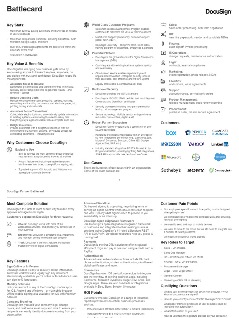 DocuSign Battle Card. | PDF