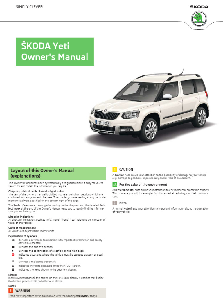 Yeti Handbook 2013 11 C | PDF | Seat Belt | Manual Transmission