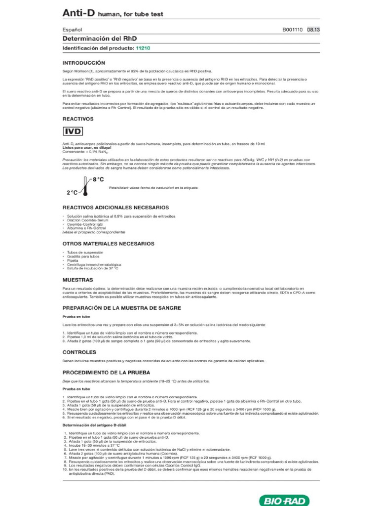 Anti D Human, Biorad Lab. | PDF