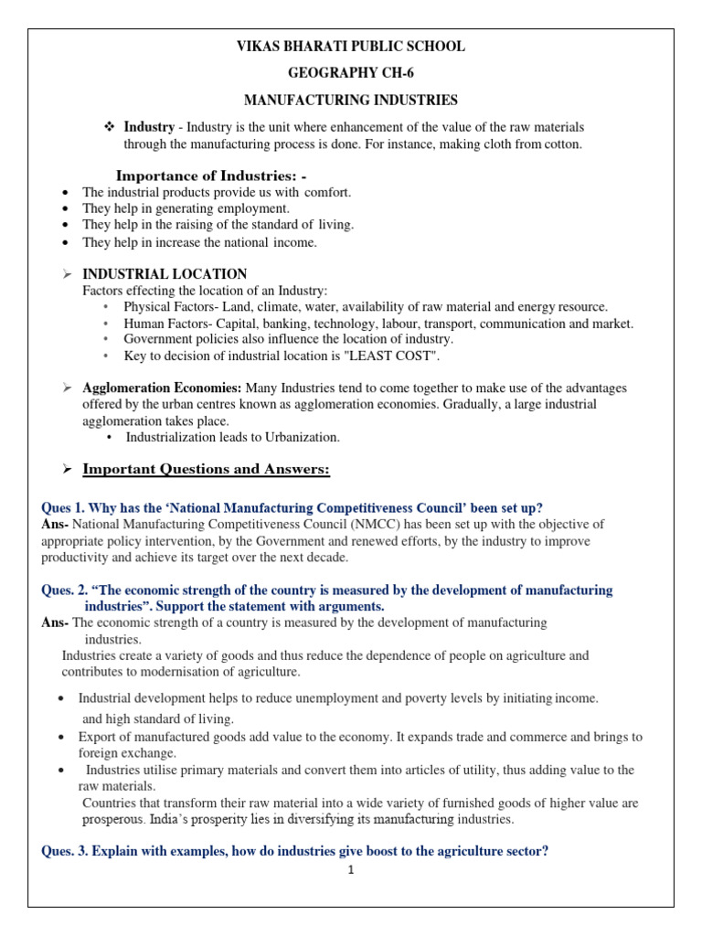 Manufacturing Industries Study Material 2 Pdf