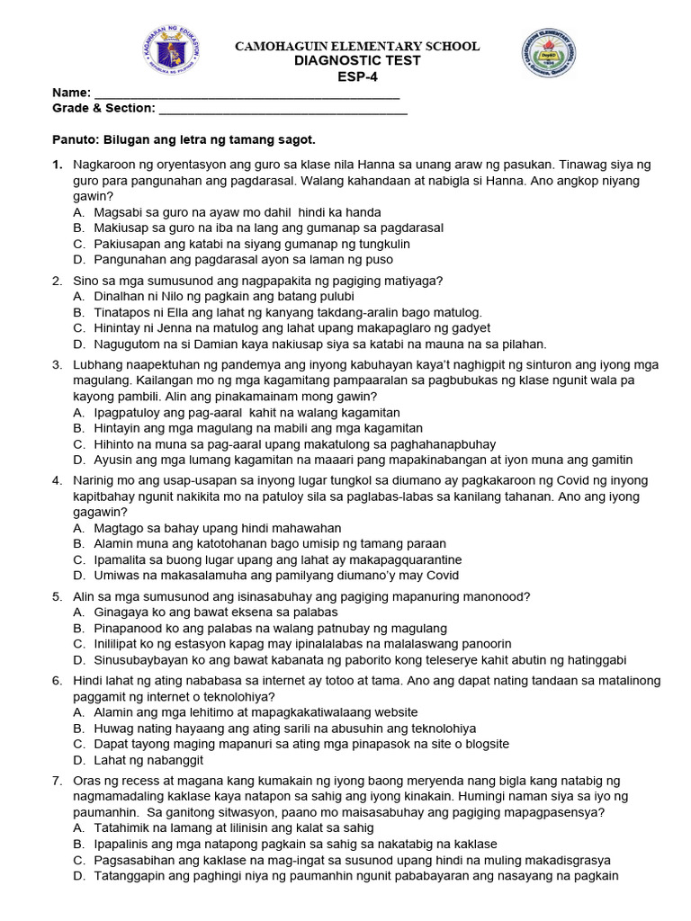 Diagnostic Test Esp Pdf