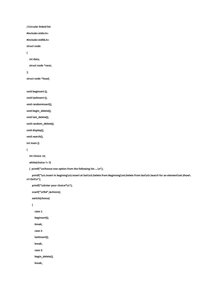 Circular linked list pdf