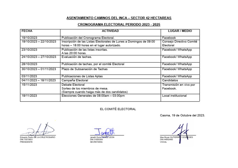 Cronograma de Elecciones 2023 2025 PDF Elecciones Eventos políticos