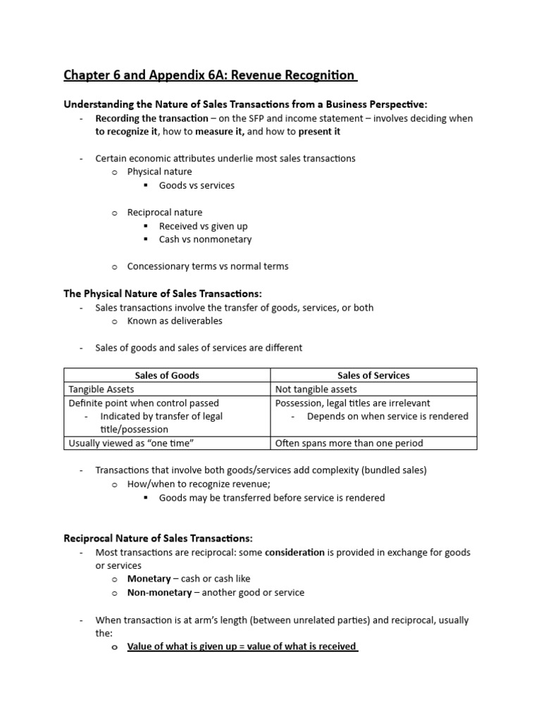 Chapter 6 and Appendix 6A - Revenue Recognition | PDF | Repurchase ...