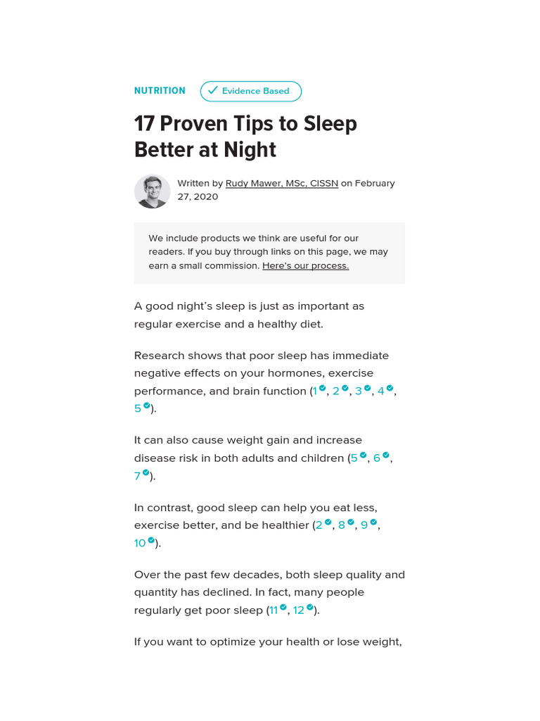 17 Tips for Better Sleep Quality | PDF | Sleep | Insomnia