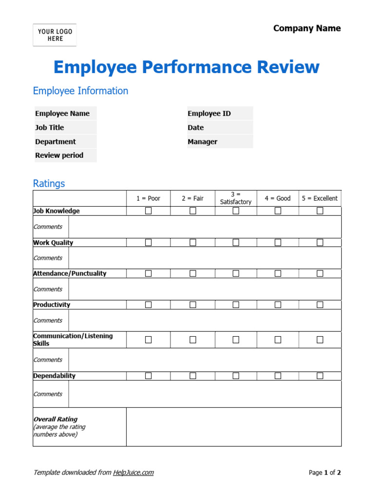 Employee Performance Review Template | PDF