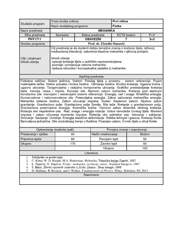 Mehanika 1 | PDF