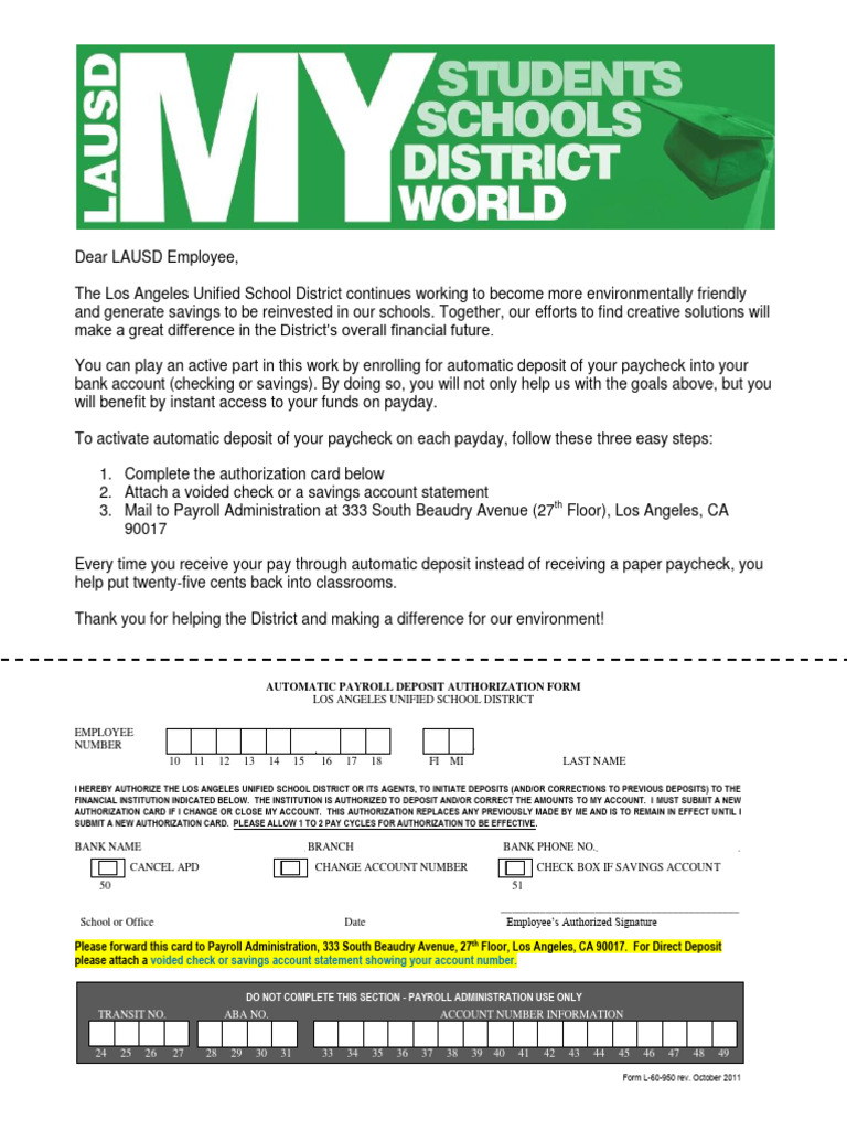 Direct Deposit Form PDF Paycheck Money