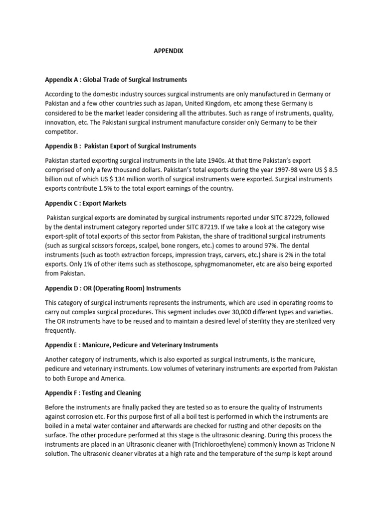 Appendix of Surgical Instruments Industry | PDF | Exports | Secondary ...