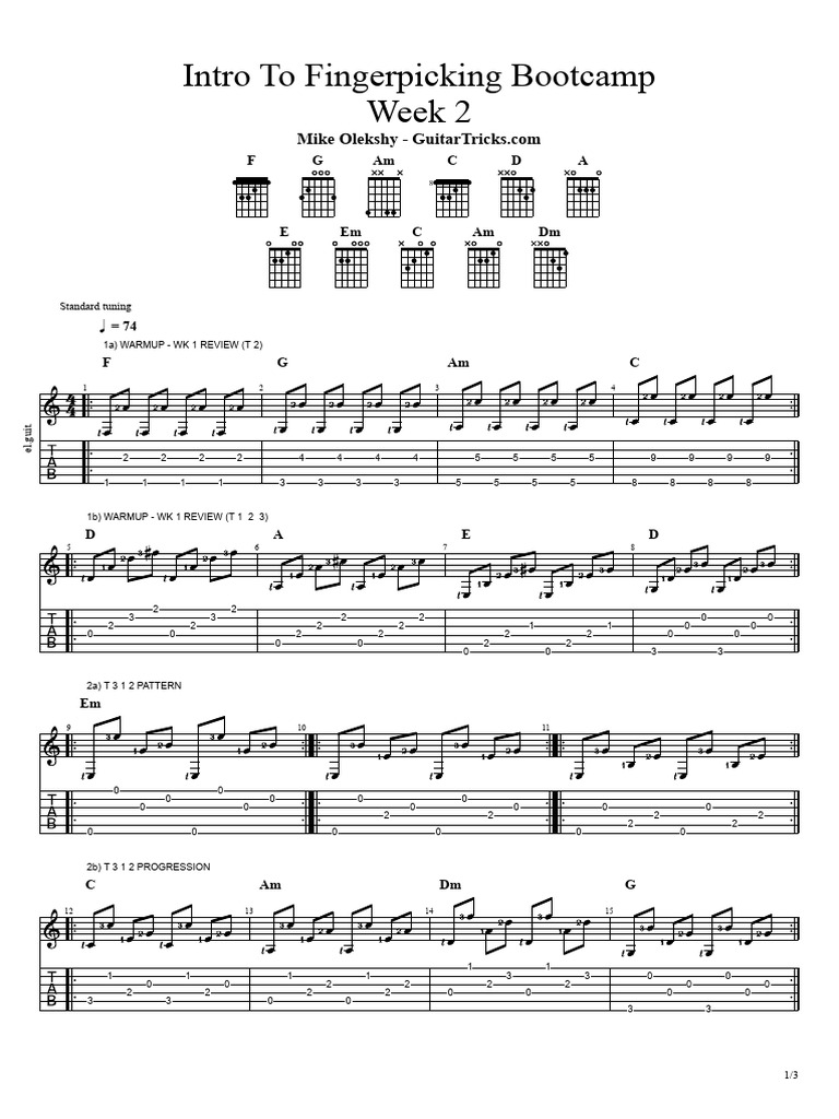 Fingerpicking BOOTCAMP WK 2 TABS PDF