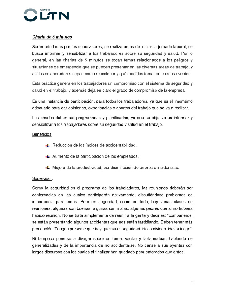 Charla De 5 Minutos Pdf