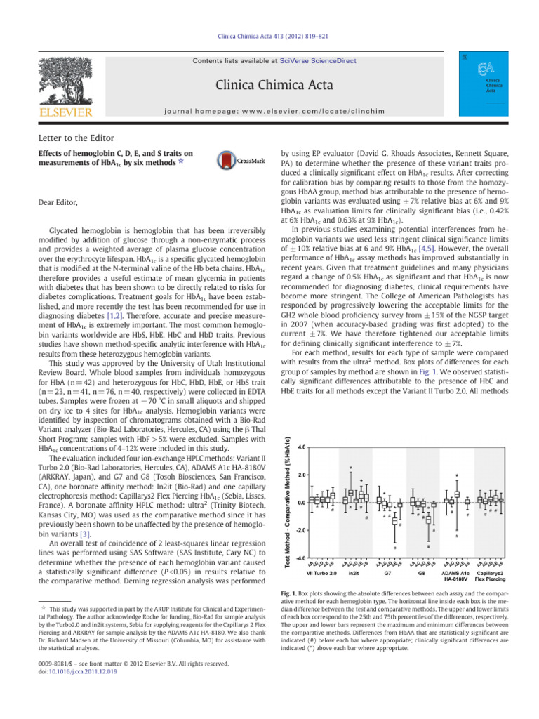 Hemoglobin Variants' Impact on HbA1c Testing | PDF | Glycated ...
