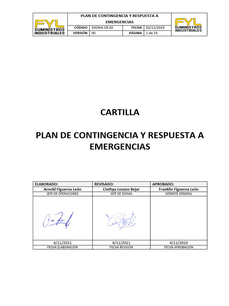 Plan de Contingencia y Emergencias | PDF