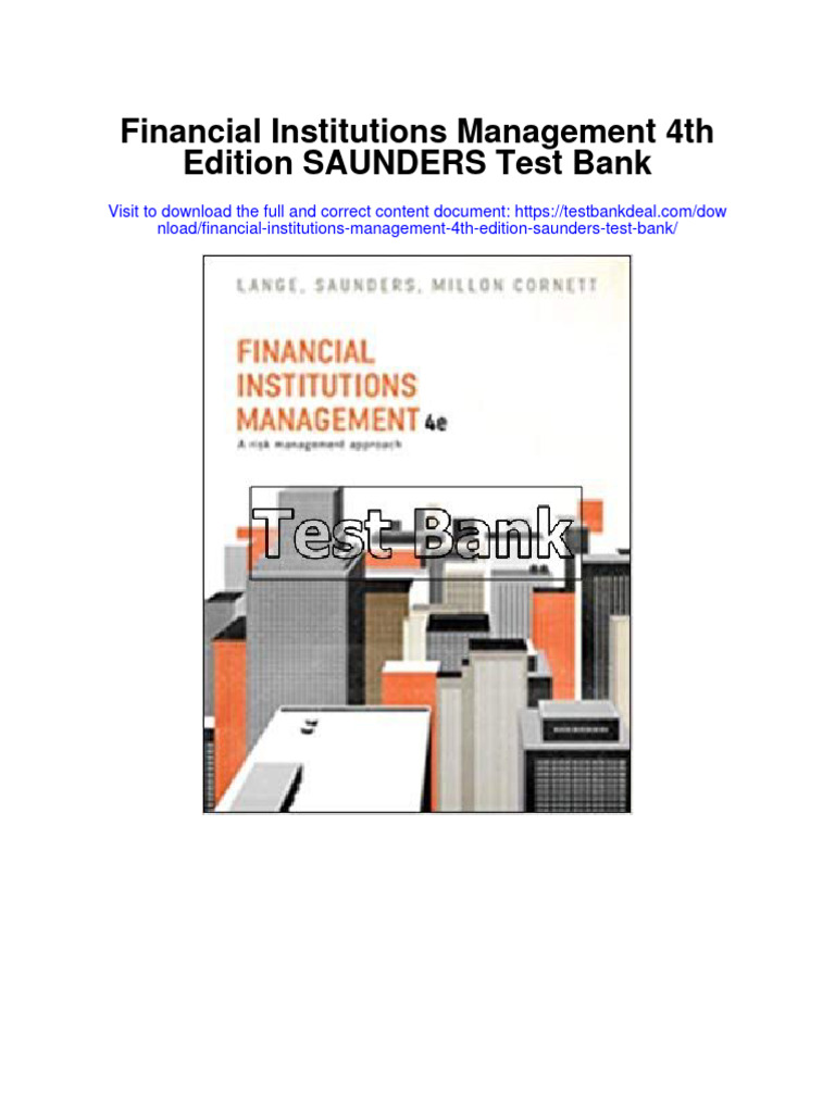 Financial Institutions Management 4th Edition Saunders Test Bank PDF