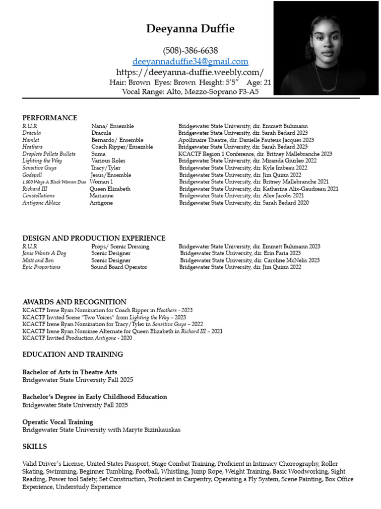 Duffie Updated Acting Resume PDF
