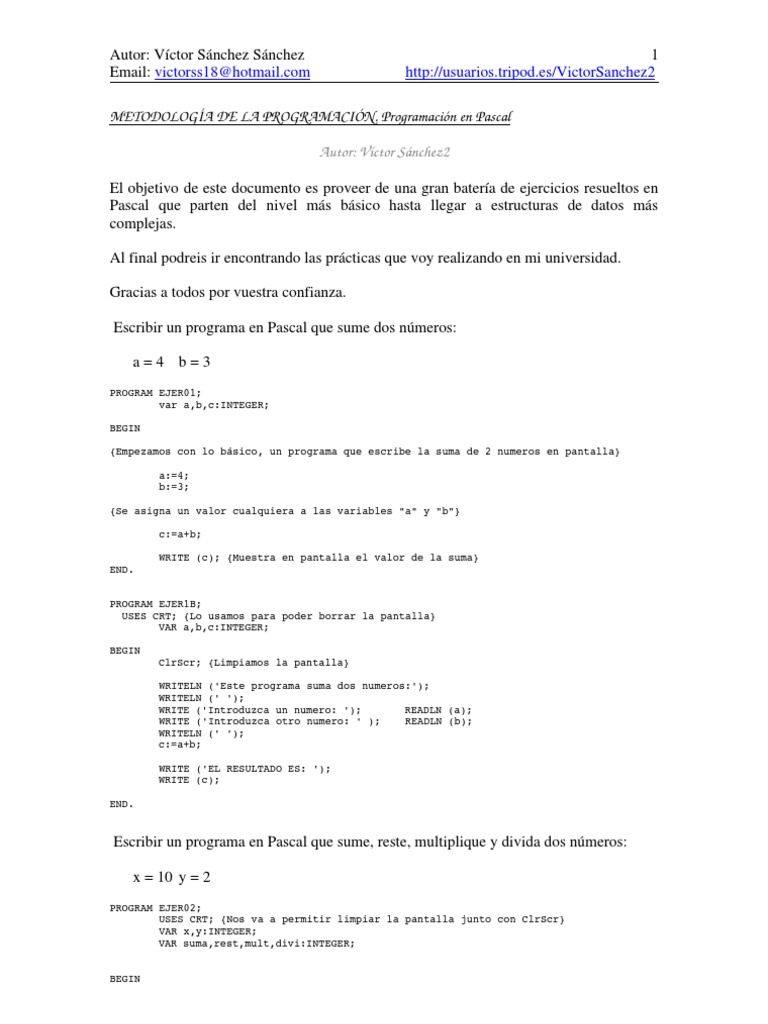 Ejercicios Pascal PDF Pie (unidad) Tetraedro foto