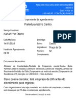 Prefeitura-Bairro Centro: Comprovante de Agendamento
