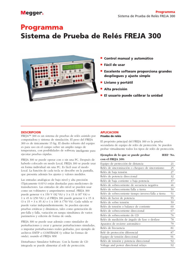 Freja300 Ds Es v01 | PDF | Relé | Ciencias fisicas