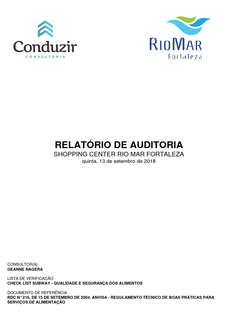 Check List Subway - Ref Setembro | PDF