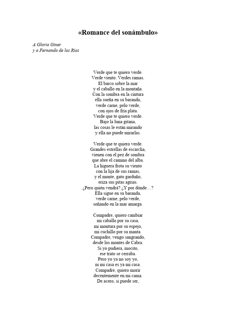 Romance Del Sonámbulo | PDF