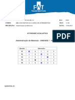 Administração de Materias Unidade 1 - Avaliação