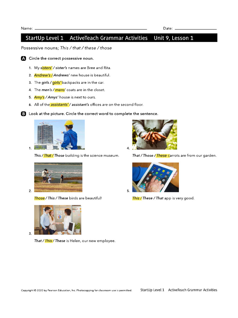 Unit 9, Lesson 1, Page 86, Grammar Activities | PDF
